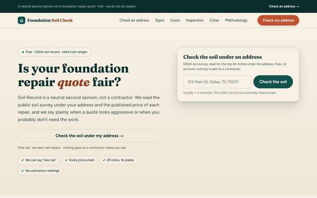 Soil Record homepage
