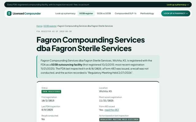 licensedcompounder.com: a facility page
